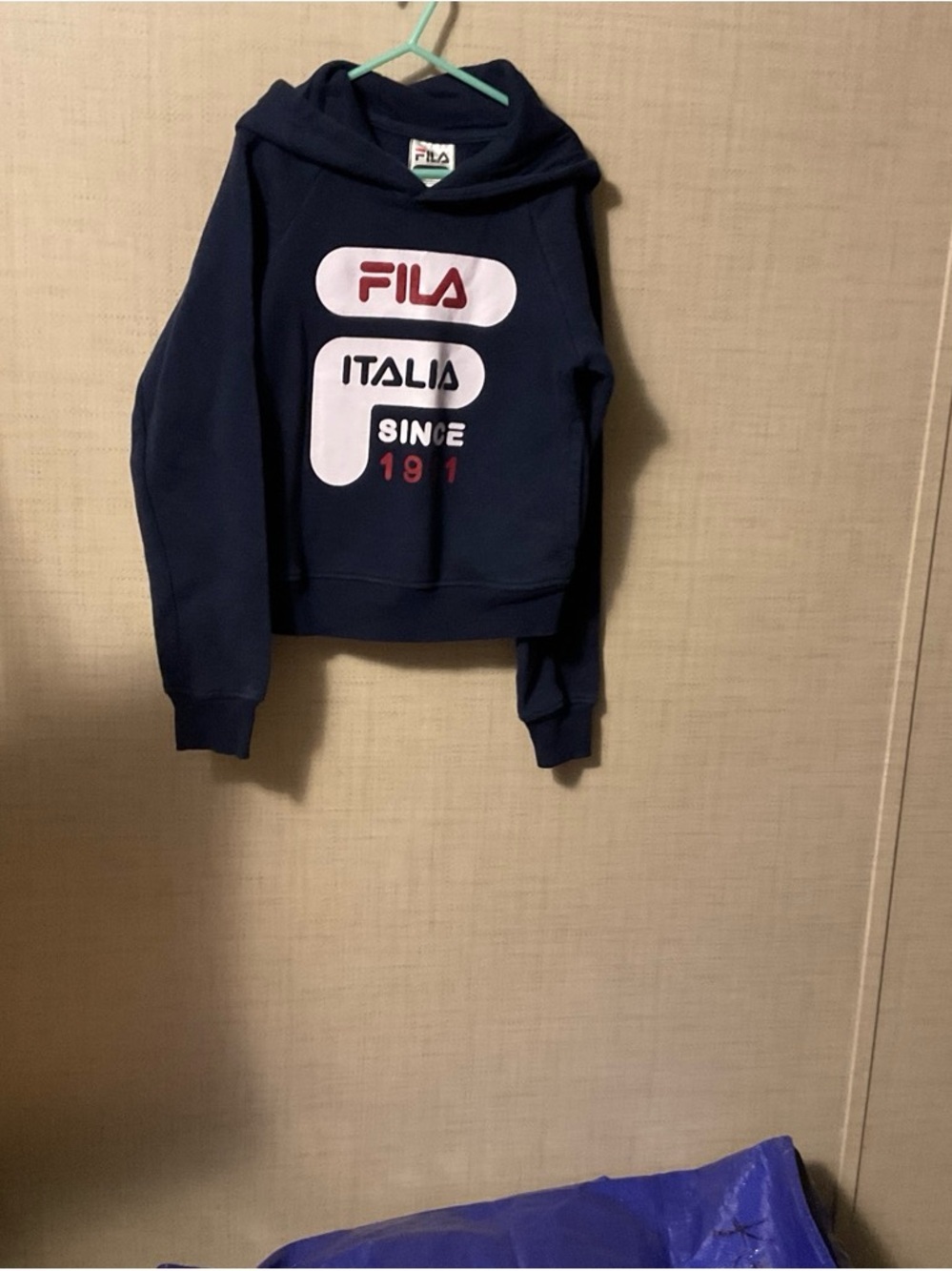 Fila Navy Pullover Hoodie with White and Red Logo